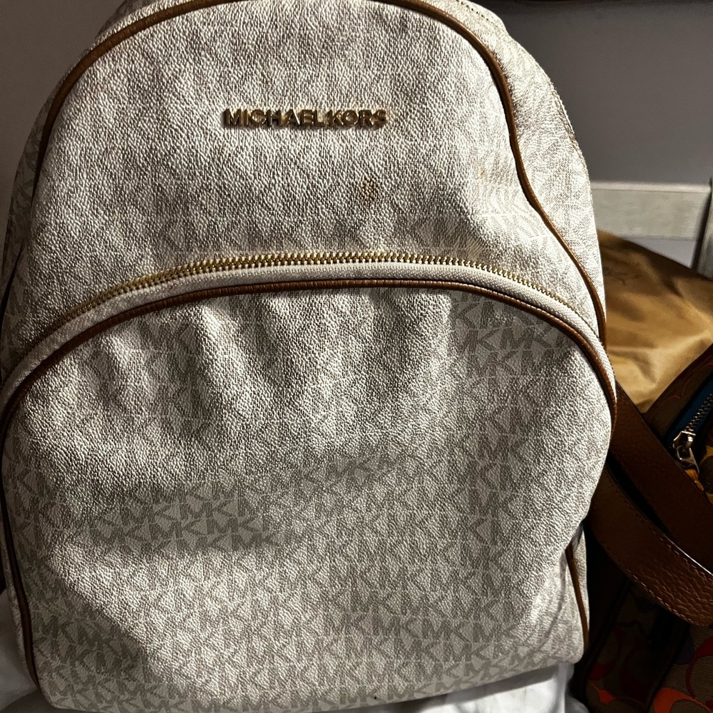 Michael Kors Beige and Brown Backpack